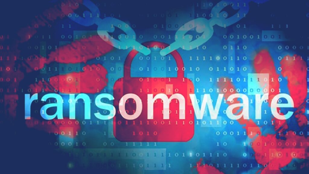 ransomware - imagem com cadeado vermelho e a palavra ransomware escrita