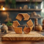 Sustentabilidade no setor moveleiro - imagem de um símbolo de reciclagem em madeira